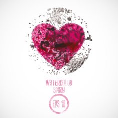 Watercolor painted spray pink heart N2