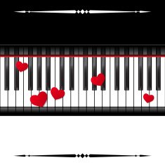 piano template with hearts N3