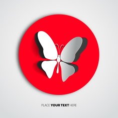 Greeting card with paper butterfly - vector N2
