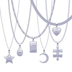 Set of silver chains with different pendants Precious necklaces