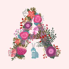 Cute letter A Floral monogram A with vintage flowers and