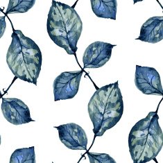 seamless pattern with blue leaves