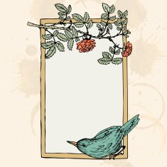frame with bird and roses