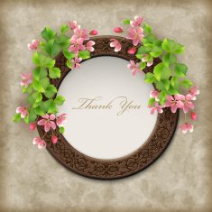 Vector Floral Thank you Card