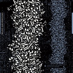 Vertical music canvas vector striped seamless tape with notes