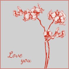 Love you card with orchid flower