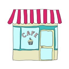 vector illustrated cute street cafe N3