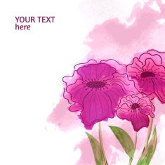 Watercolor bouquet of red flowers Vector floral background