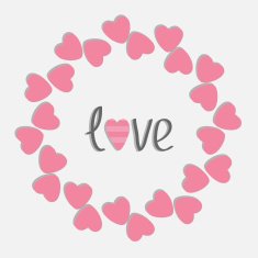Round love frame with pink hearts Isolated Flat design style