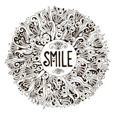 Invitation or postcard template with word SMILE