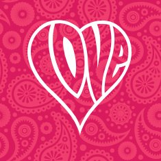 Love heart on seamless paisley background N2