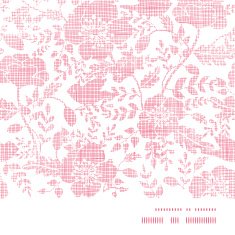 Pink textile birds and flowers horizontal frame seamless pattern background