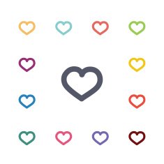 heart flat icons set N3