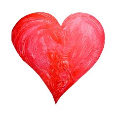 Watercolor painted red heart raster element for your design N2