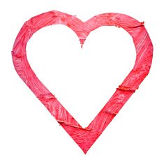 Watercolor painted red heart raster element for your design N3