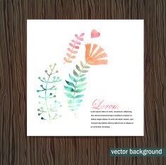 Card with watercolor floral motifs