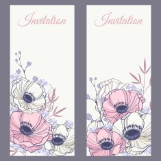 Elegant wedding invitation card templates with anemone flowers N2