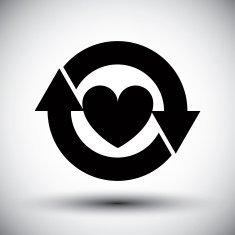 Heart surrounded by arrows vector simple single color icon N2