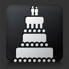 Black Square Button with Marriage Cake