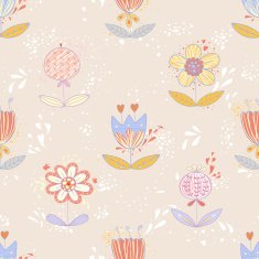 Cute seamless pattern with colorful flowers N2