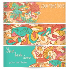Vector stylish floral banners Bright doodle cartoon cards in ve N4