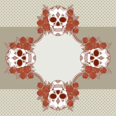 Vector vintage frame with skulls N18