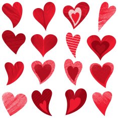 Various textured hearts