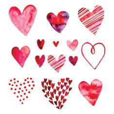 Watercolor heart set vector icons for your design