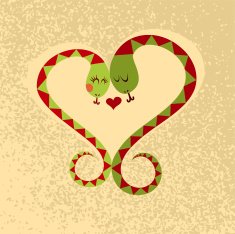 Snake love couple heart vector illustration