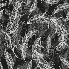 Feather seamless background Hand drawn illustration