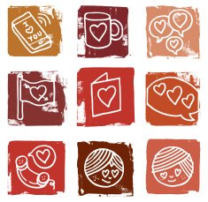 Love block icon set N2