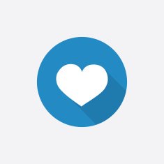 heart Flat Blue Simple Icon with long shadow