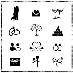 Set of wedding icons Vector illustration