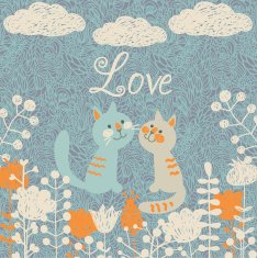 Romantic card with two cats N2