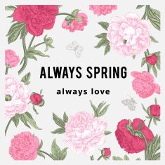 Vintage vector floral card Peonies N7