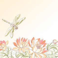 Lotus flower and dragonfly
