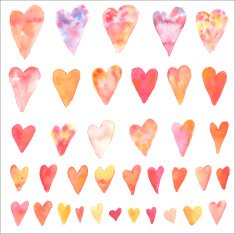 Set of watercolor hearts N5