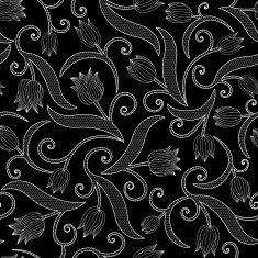Seamless pattern with tulips on black background N2