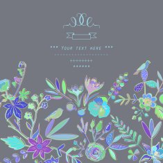 Hand Drawn vintage floral elements Gentle card N7