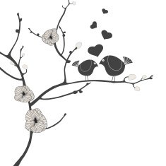 vector two lover birds on a tree branch