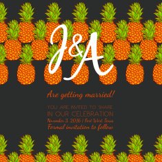 Save the Date Wedding Invitation Card with Retro Pineapples N2