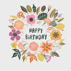 Happy Birthday floral wreath card design