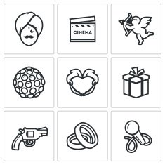 Indian cinema icons set Vector Illustration N2