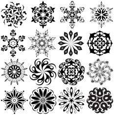 Set of pattern tattoo 16 Mandalas in black