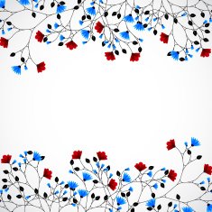 Abstract nature background with red and blue flowers N5