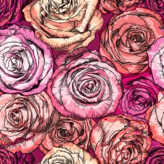 Retro Seamless Pattern with Rose Flowers N2