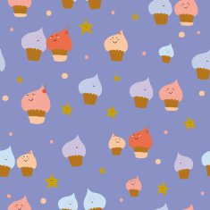 Cute funny seamless pattern with sweet cupcakes N2