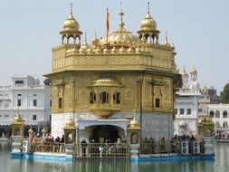 Darbar Sahib, golden temple on water, india, punjab