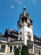 Medieval clock tower in peles castle