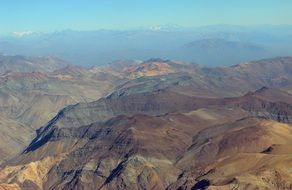 Top view of the Andes in South America